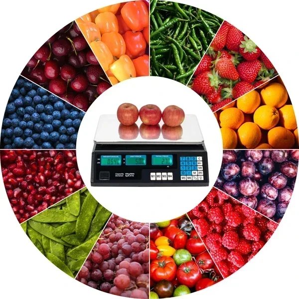 40kg/5g Digital Price Computing Scale for Vegetable US Plug Silver & Black