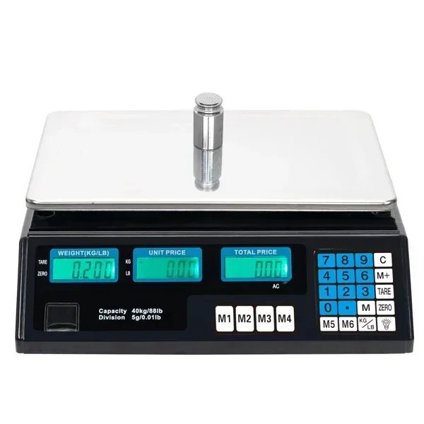40kg/5g Digital Price Computing Scale for Vegetable US Plug Silver & Black