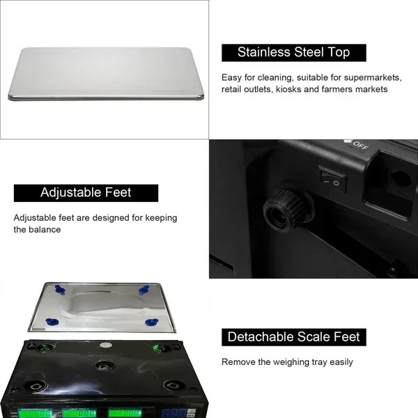 40kg/5g Digital Price Computing Scale for Vegetable US Plug Silver & Black
