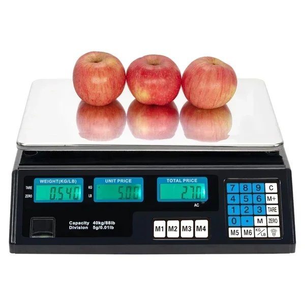 40kg/5g Digital Price Computing Scale for Vegetable US Plug Silver & Black