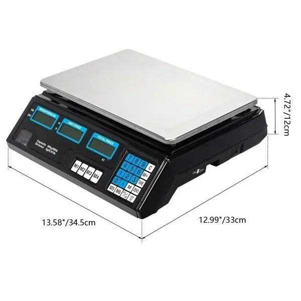 40kg/5g Digital Price Computing Scale for Vegetable US Plug Silver & Black