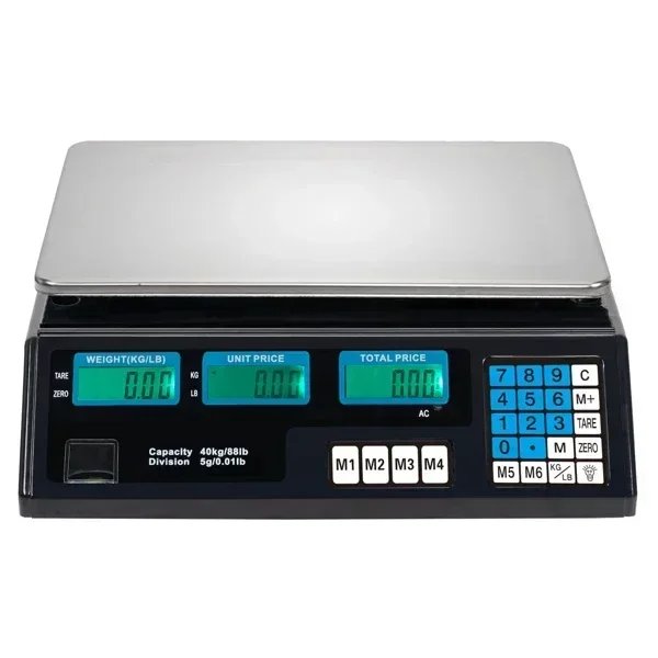 40kg/5g Digital Price Computing Scale for Vegetable US Plug Silver & Black