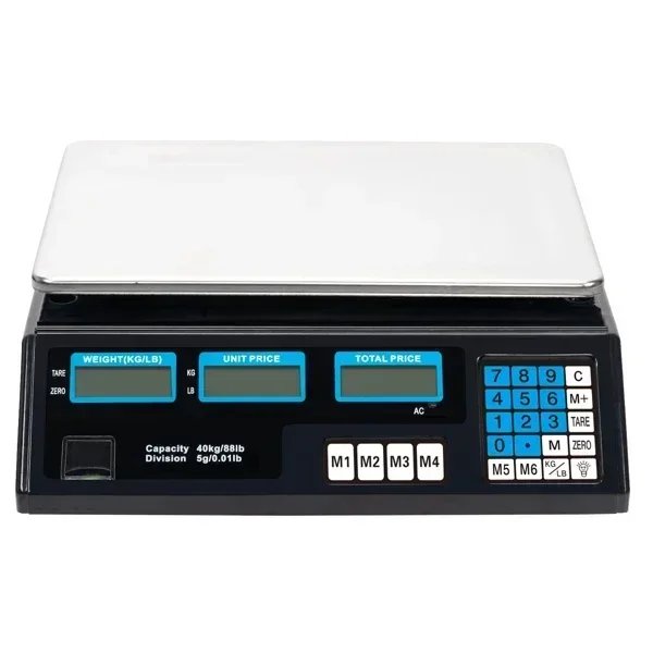 40kg/5g Digital Price Computing Scale for Vegetable US Plug Silver & Black