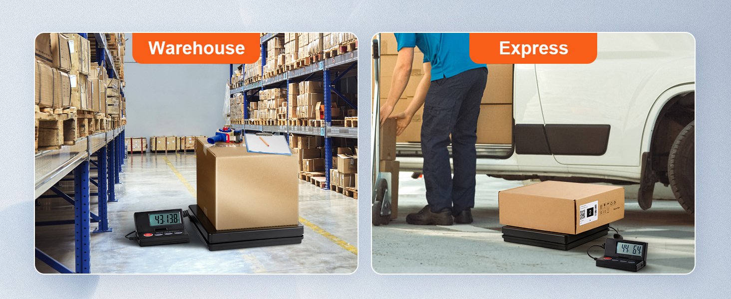 SucceBuy 110 lbs Digital Postal Shipping Scale with Timer 90&deg; Foldable LCD Screen AC/DC Powered Package Scale for Laggage Home