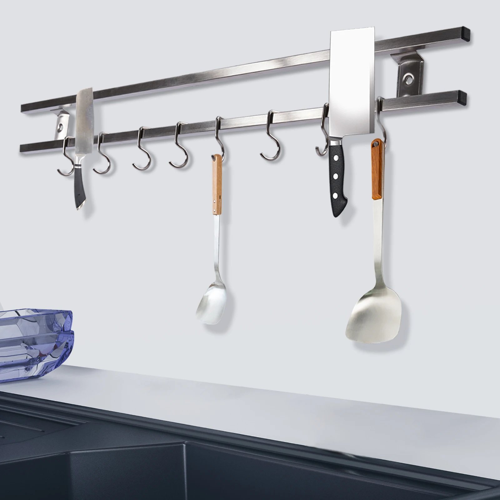 24 inch Magnetic Knife Holder with 8 Hooks
