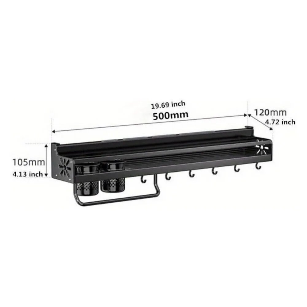 Wall-mounted Kitchen Organizer Shelf Spice Storage Rack Kitchen Knife Holder Wall Seasoning Chopstick Spoon Shovel Storage