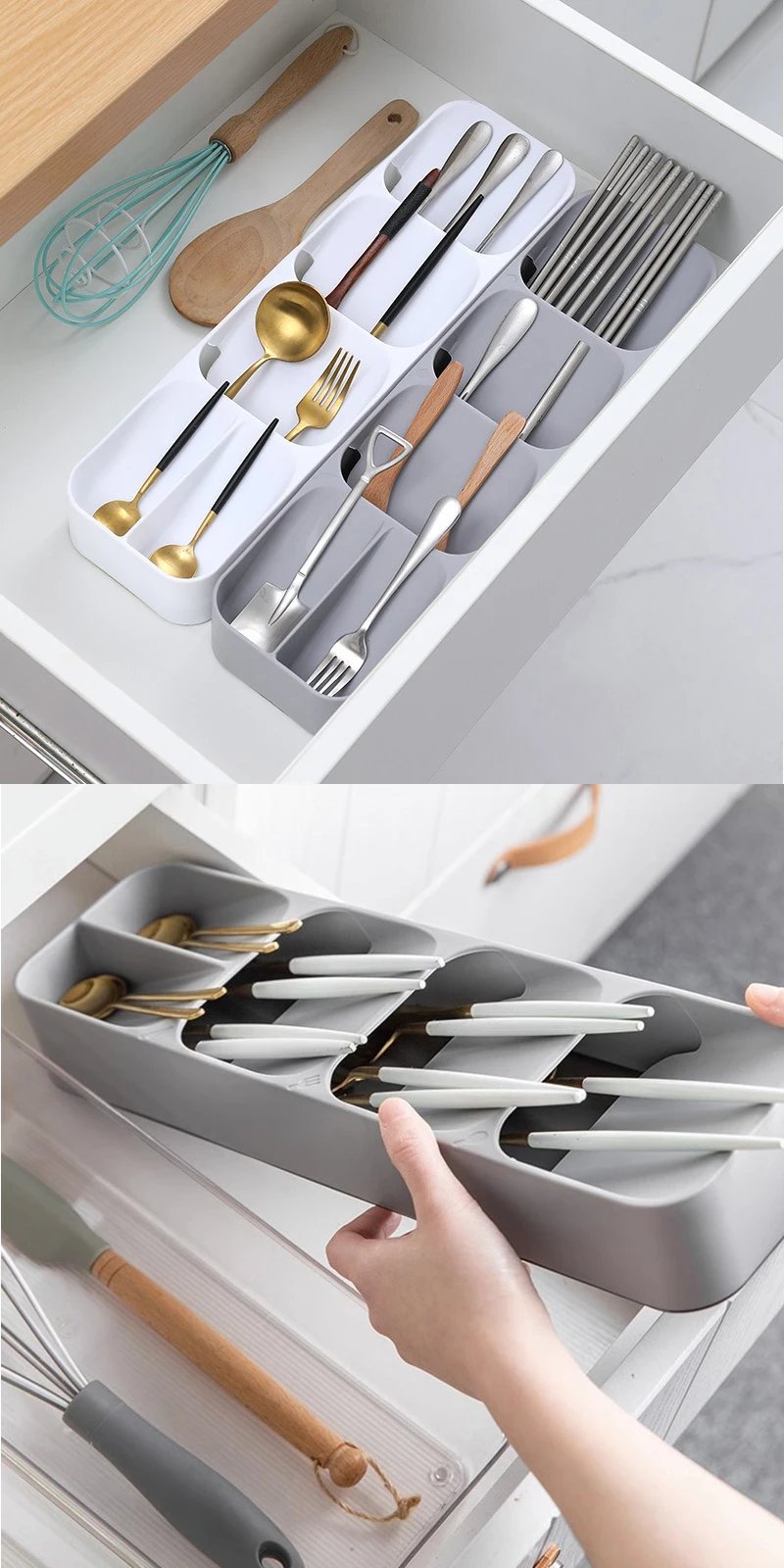 Kitchen Multi-purpose Cutlery Storage Tray Knife Holder Fork Spoon Classification Organizer Drawer Categorized Storage Boxes Kitchen Multi-purpose Cutlery Storage Tray Knife Holder Fork Spoon Classification Organizer Drawer Categorized Storage Boxes