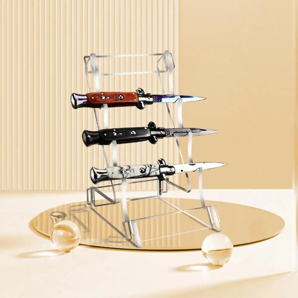 Acrylic Knives Stand Pocket Knives Holder With 3 Tier Knives Stand Display Rack Pocket Knives Storage Clear Heavy Duty For Knive