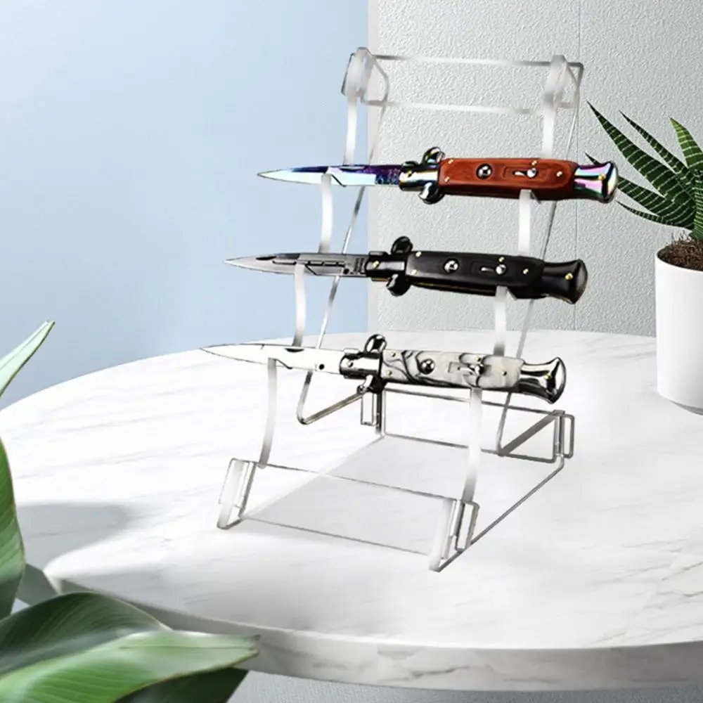 Acrylic Knives Stand Pocket Knives Holder With 3 Tier Knives Stand Display Rack Pocket Knives Storage Clear Heavy Duty For Knive