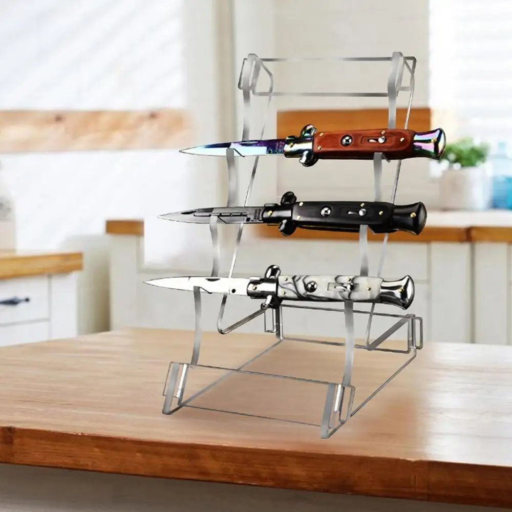 Acrylic Knives Stand Pocket Knives Holder With 3 Tier Knives Stand Display Rack Pocket Knives Storage Clear Heavy Duty For Knive