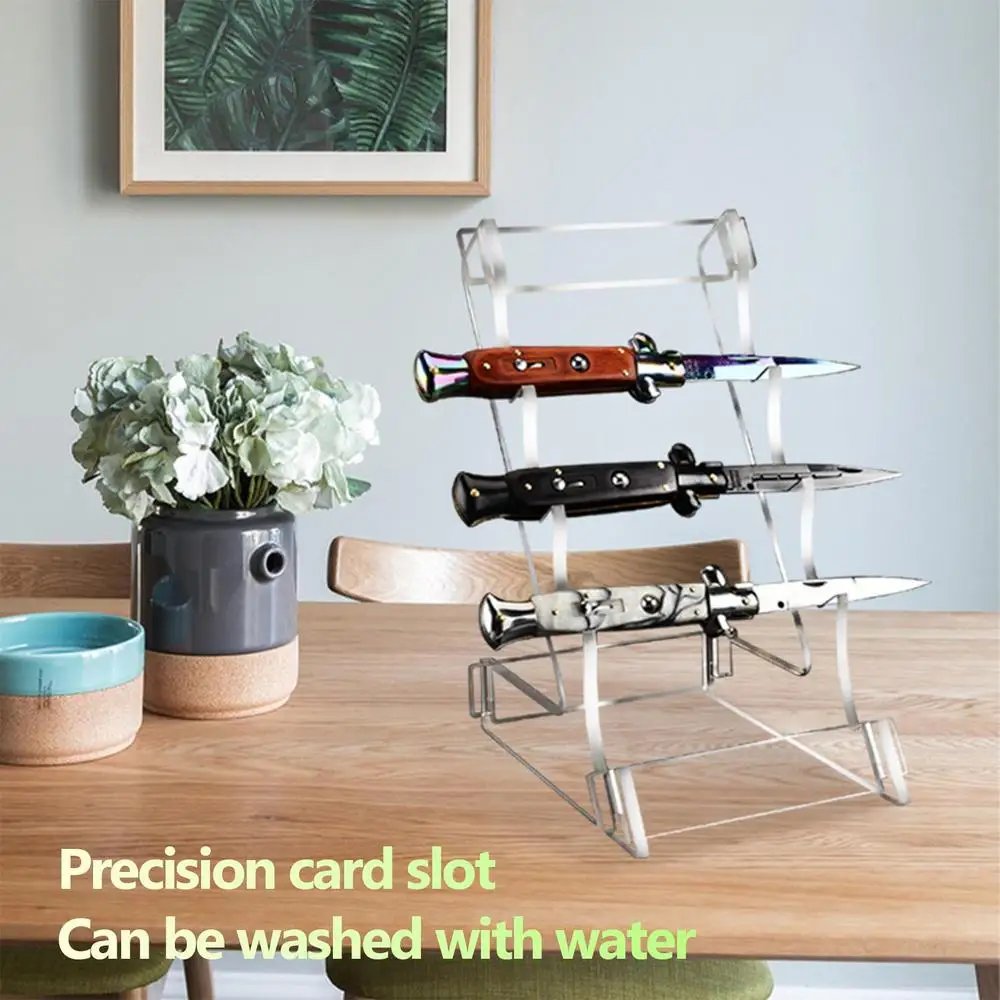 Acrylic Knives Stand Pocket Knives Holder With 3 Tier Knives Stand Display Rack Pocket Knives Storage Clear Heavy Duty For Knive