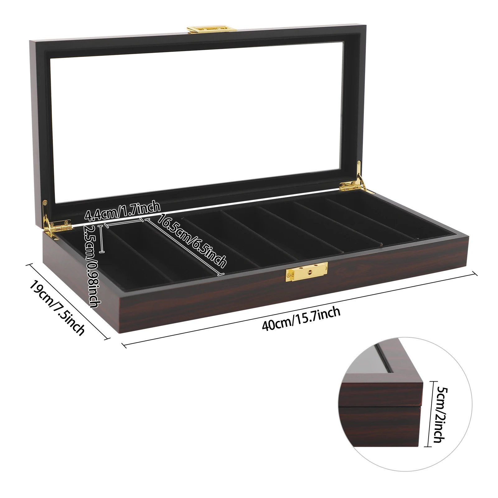 Knife Display Case Knife Storage Box Knife Display Case Organizer Collection Box Glass Metal Flannelette Walnut Color/Black