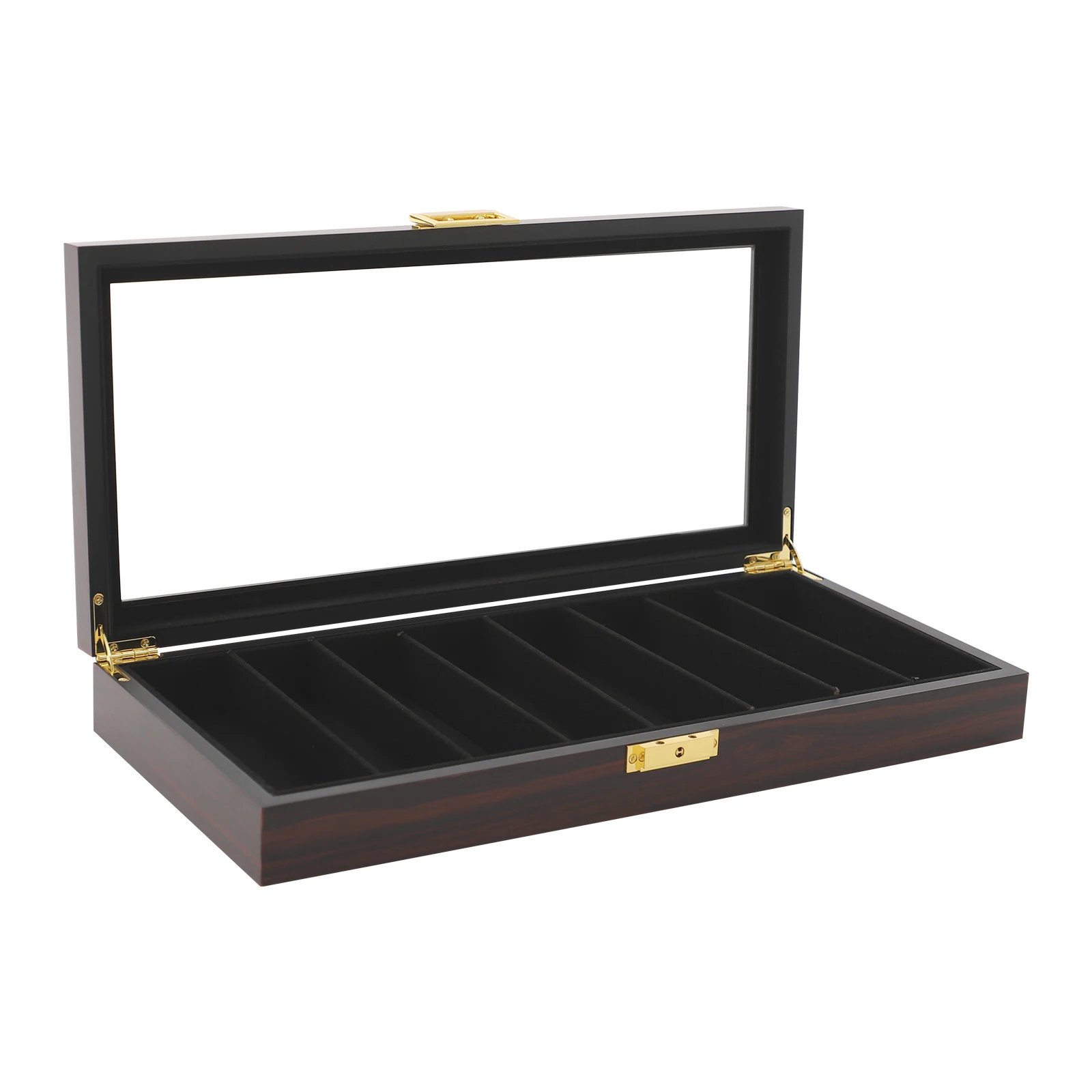 Knife Display Case Knife Storage Box Knife Display Case Organizer Collection Box Glass Metal Flannelette Walnut Color/Black