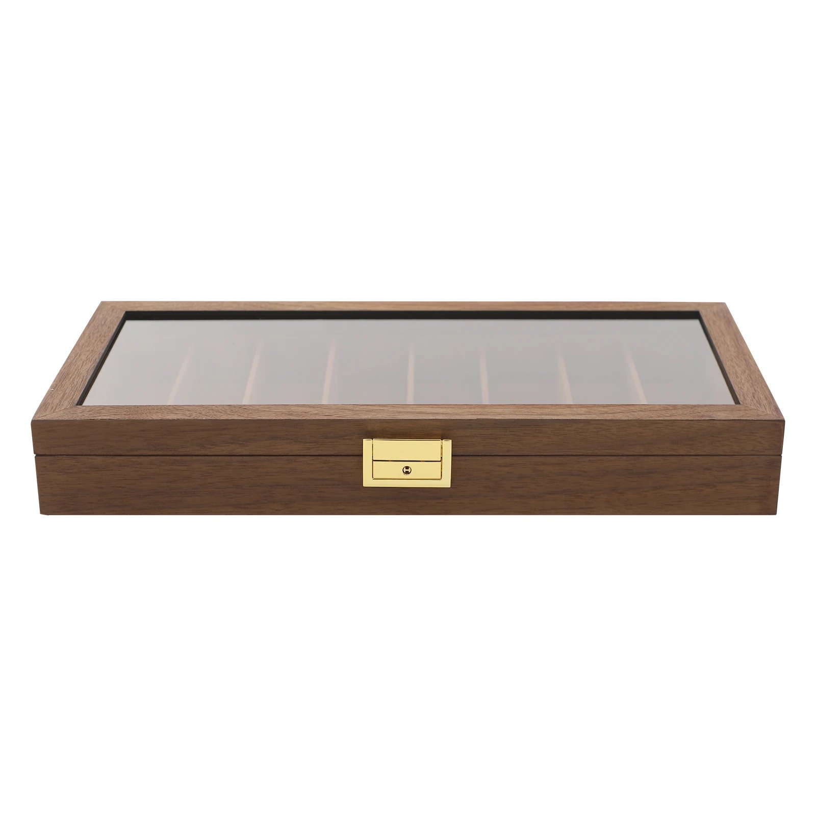 Knife Display Case Knife Storage Box Knife Display Case Organizer Collection Box Glass Metal Flannelette Walnut Color/Black