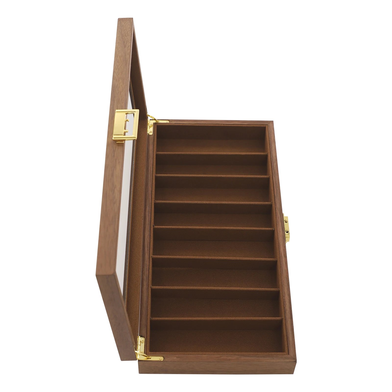 Knife Display Case Knife Storage Box Knife Display Case Organizer Collection Box Glass Metal Flannelette Walnut Color/Black