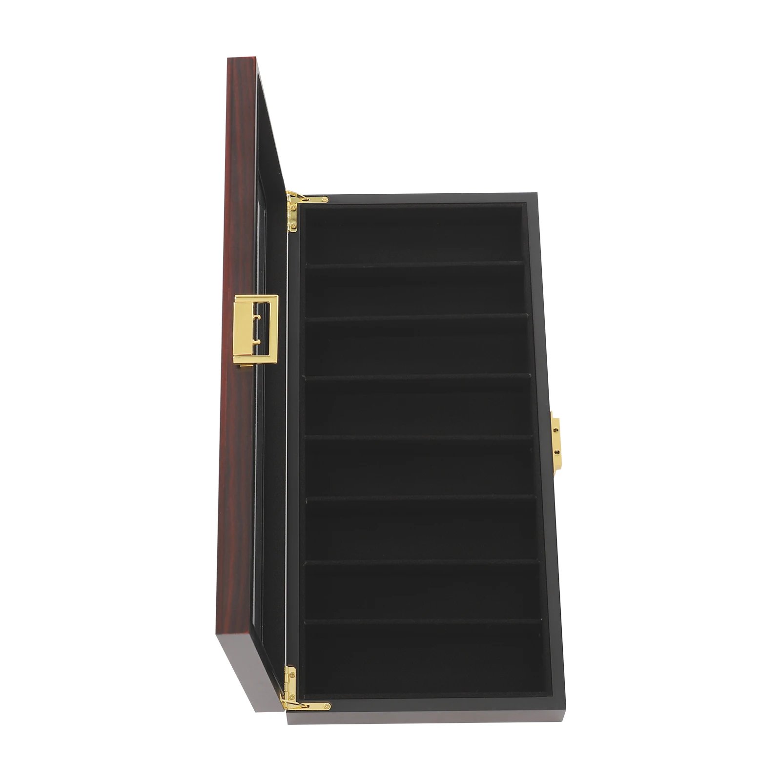 Knife Display Case Knife Storage Box Knife Display Case Organizer Collection Box Glass Metal Flannelette Walnut Color/Black