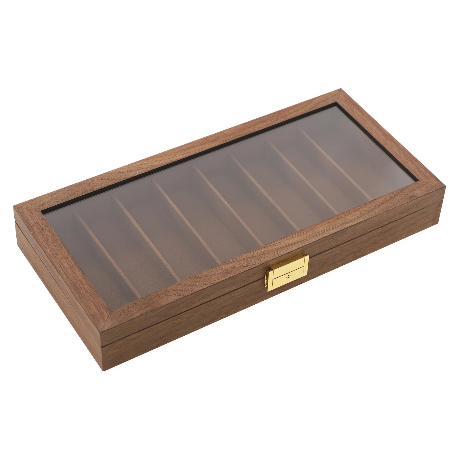 Knife Display Case Knife Storage Box Knife Display Case Organizer Collection Box Glass Metal Flannelette Walnut Color/Black