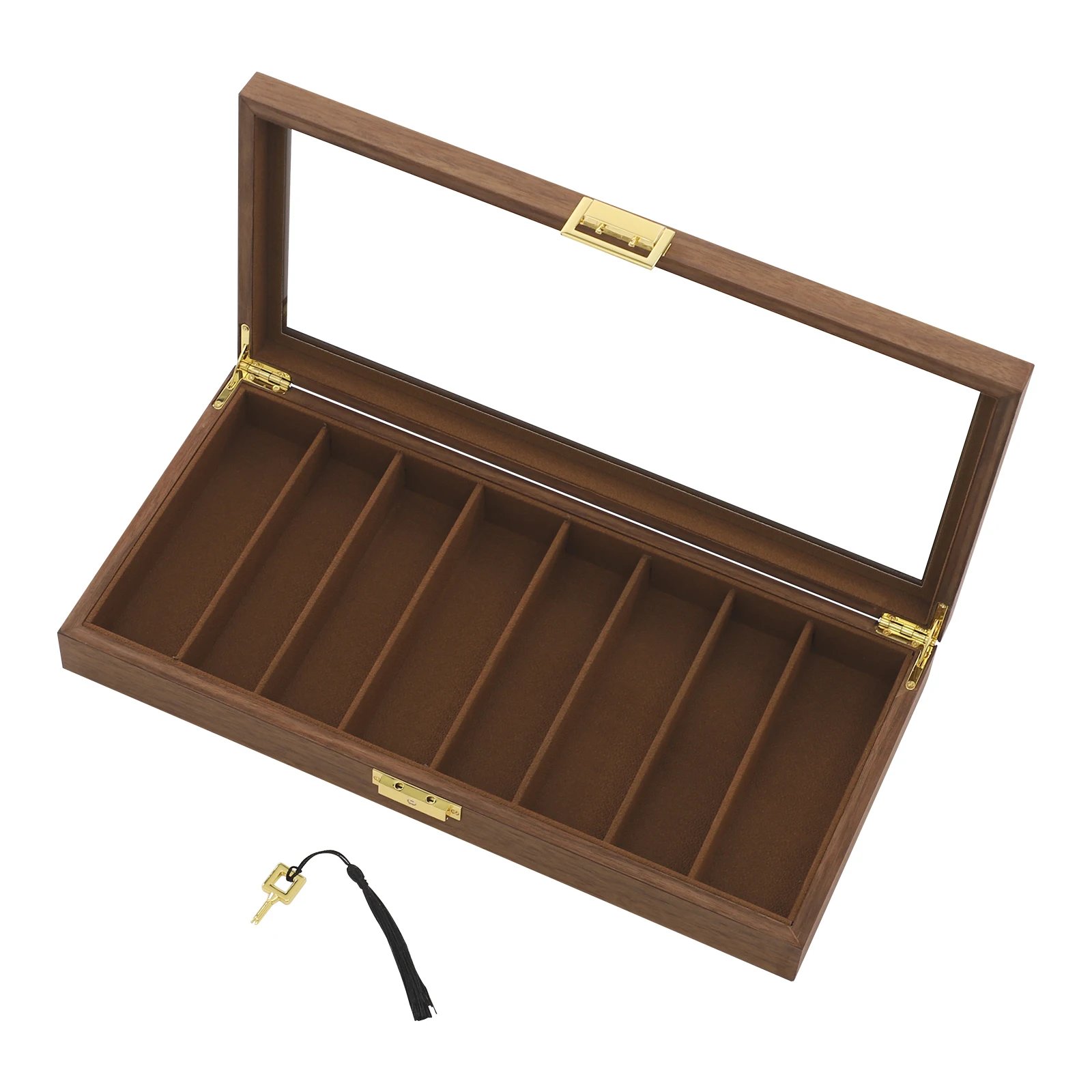 Knife Display Case Knife Storage Box Knife Display Case Organizer Collection Box Glass Metal Flannelette Walnut Color/Black