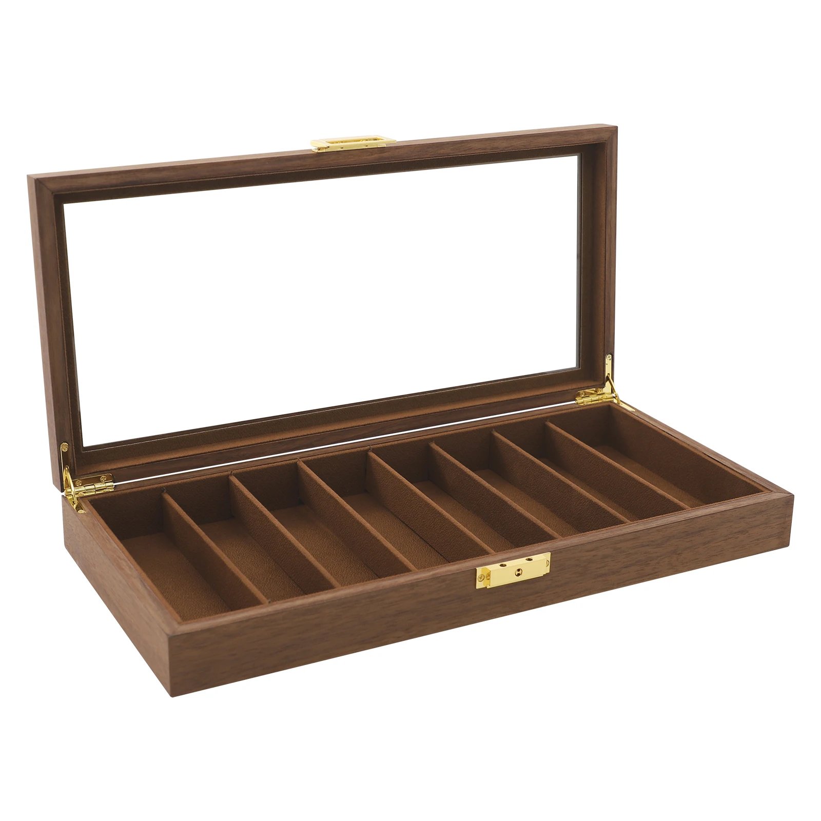 Knife Display Case Knife Storage Box Knife Display Case Organizer Collection Box Glass Metal Flannelette Walnut Color/Black