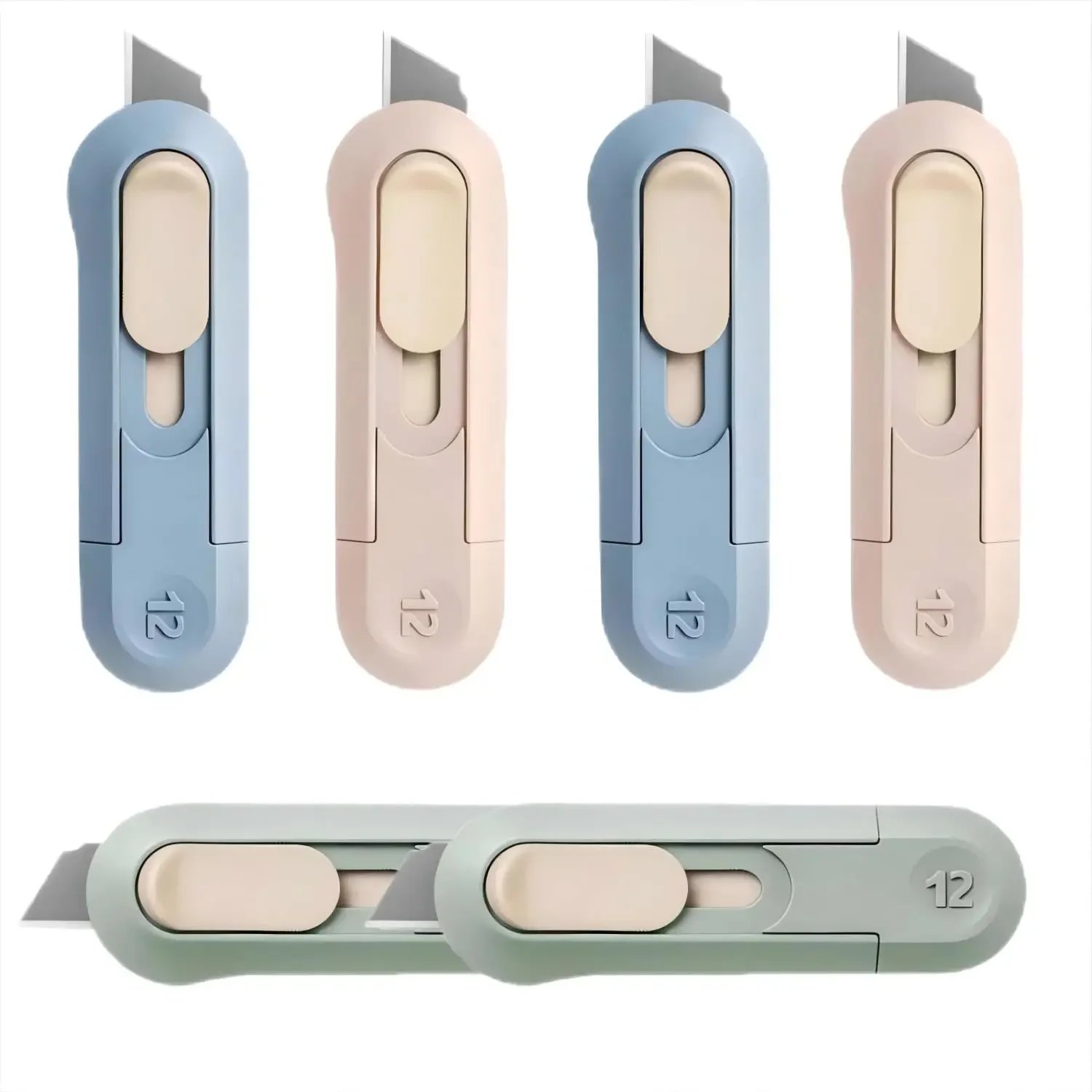 6 Boxes Portable Box Cutter, Retractable Multifunctional Cute Knife for Office, Home, Crafts, Carton, Cardboard, Paper, DIY