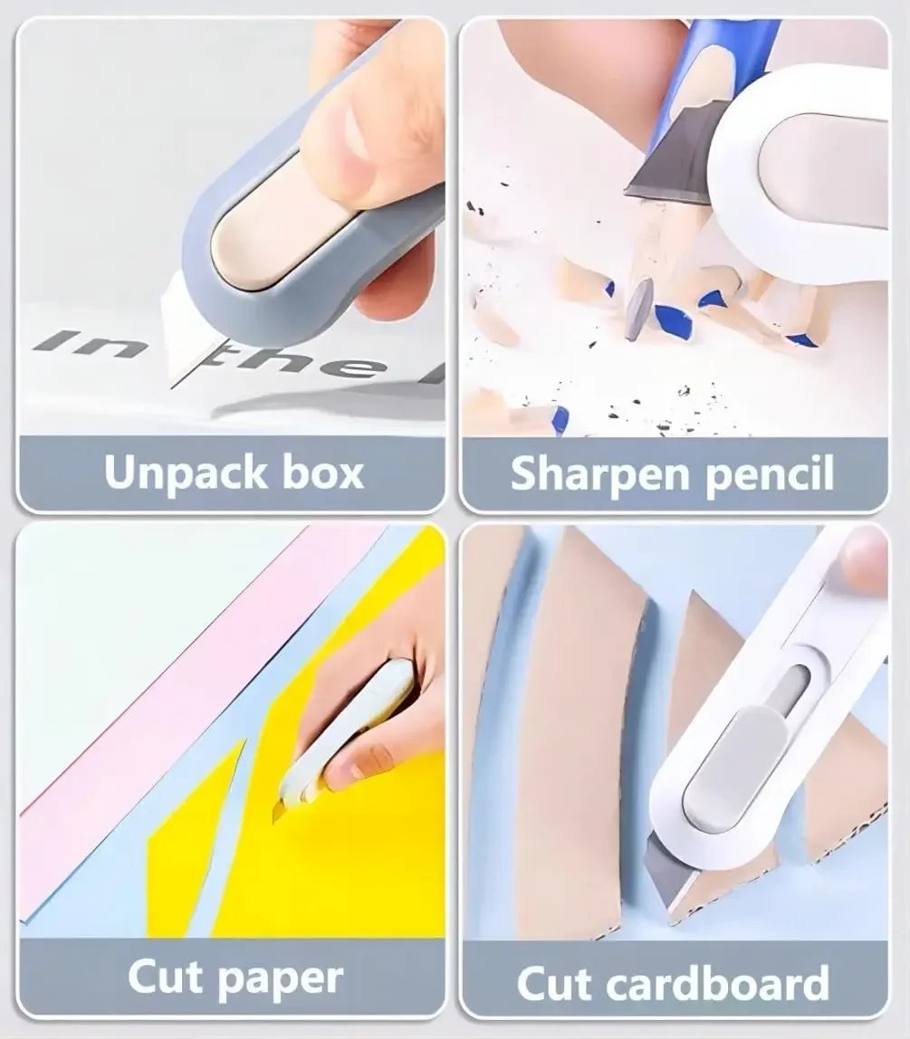 6 Boxes Portable Box Cutter, Retractable Multifunctional Cute Knife for Office, Home, Crafts, Carton, Cardboard, Paper, DIY