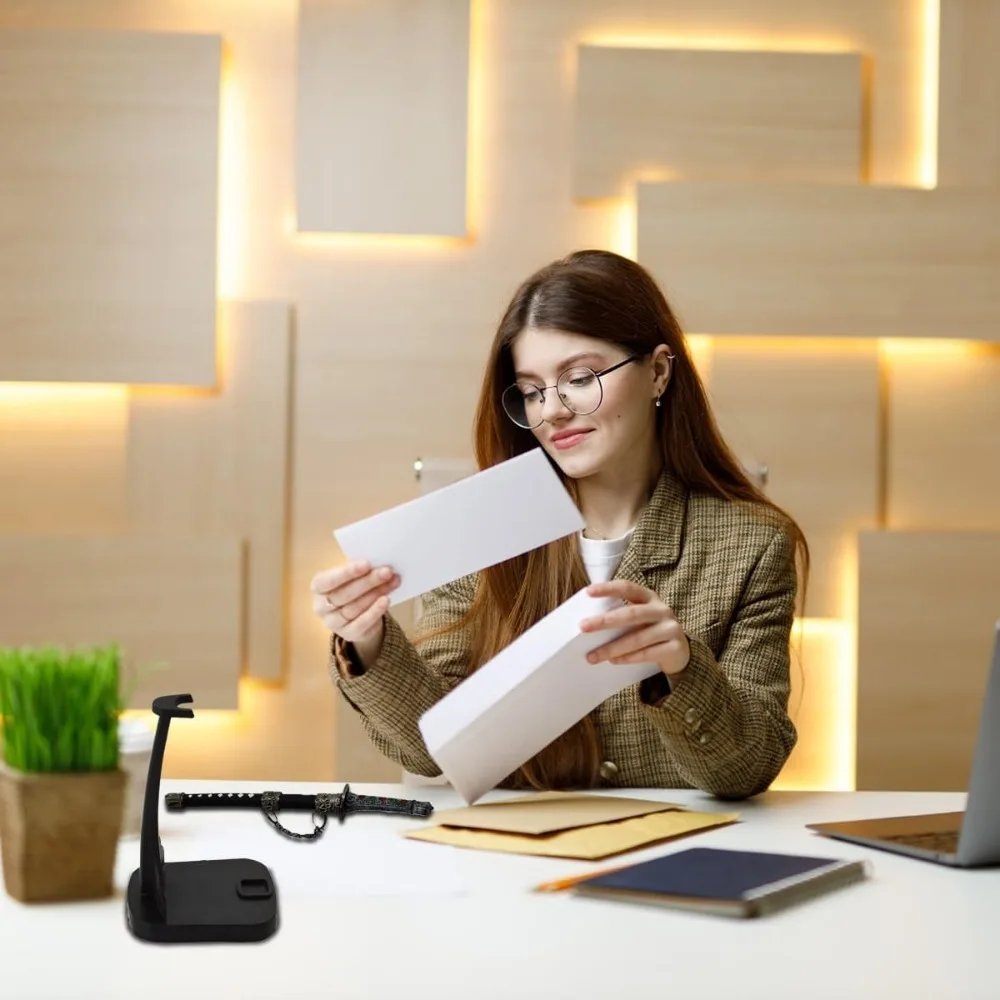 2pcs Sword Paper Knife Letter Opener Includes black Scabbard and Display Stand fit for Home and Office Mail Supplies 2pcs Sword Paper Knife Letter Opener Includes black Scabbard and Display Stand fit for Home and Office Mail Supplies