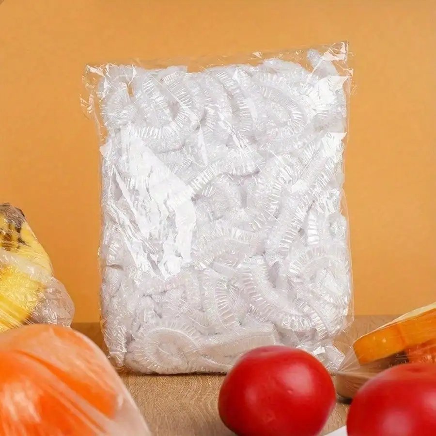 100PCS Multi-Use Food Covers, Thickened Elastic Plastic Wrap for Fresh Food Storage, Kitchen, Shoes - Highly Stretchable