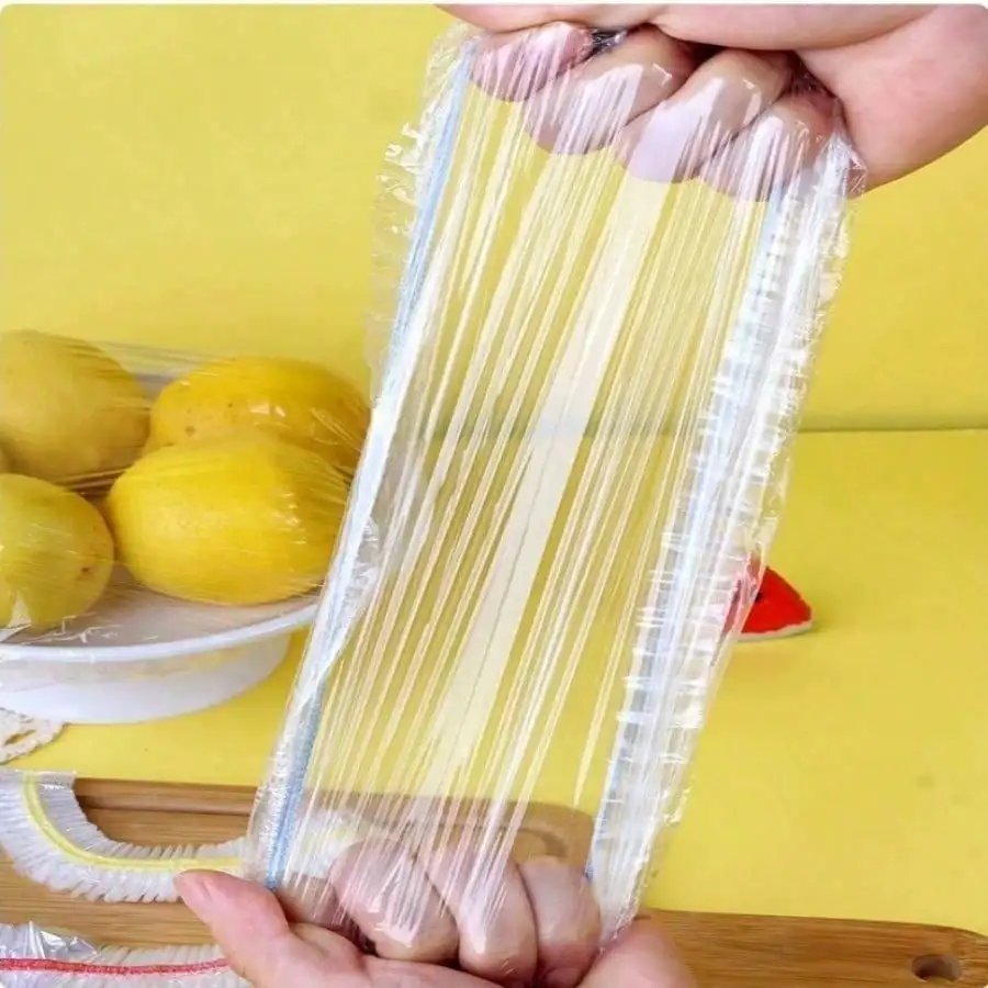 100PCS Multi-Use Food Covers, Thickened Elastic Plastic Wrap for Fresh Food Storage, Kitchen, Shoes - Highly Stretchable