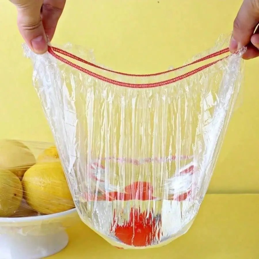 100PCS Multi-Use Food Covers, Thickened Elastic Plastic Wrap for Fresh Food Storage, Kitchen, Shoes - Highly Stretchable