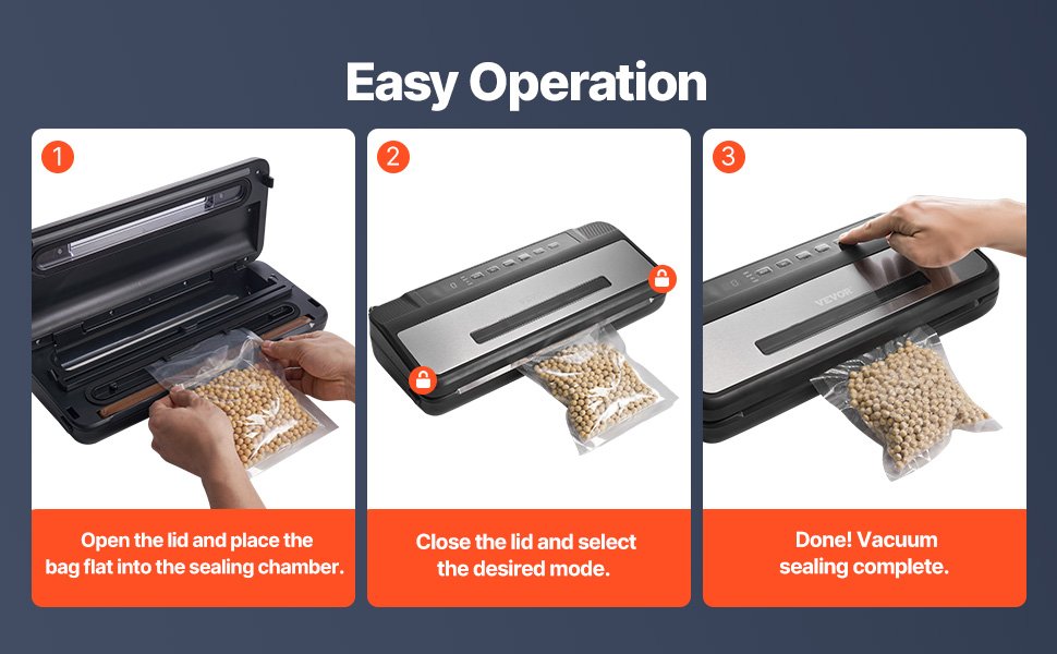 SucceBuy 80Kpa 120W Electric Vacuum Sealer Machine 7-in-1 Wet Food Sealer with Built-in Cutter Knife for Kitchen Food Storage