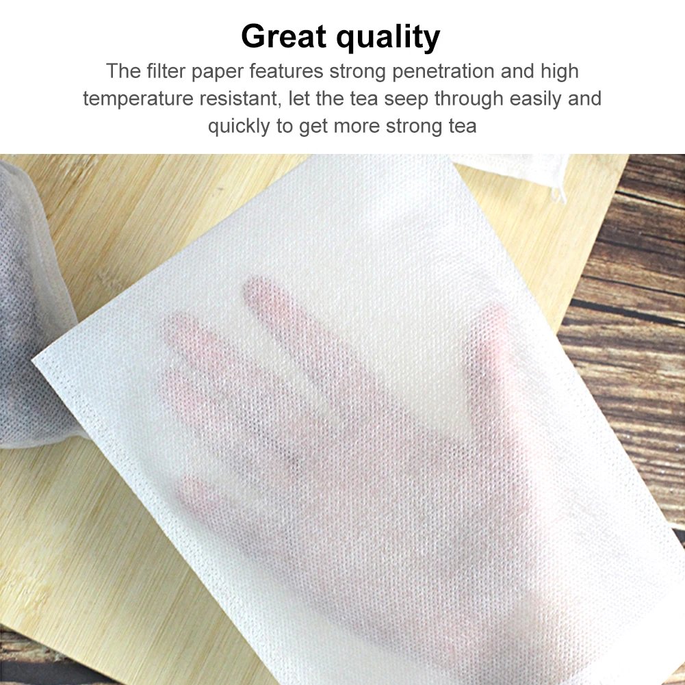Food Grade 100Pcs Empty Non-woven Coffee Tea Bags Infuser Herb Loose Spice Filters Fabric Teabags Heat Seal With String Pepper