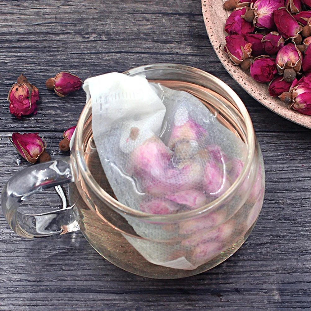 Food Grade 100Pcs Empty Non-woven Coffee Tea Bags Infuser Herb Loose Spice Filters Fabric Teabags Heat Seal With String Pepper