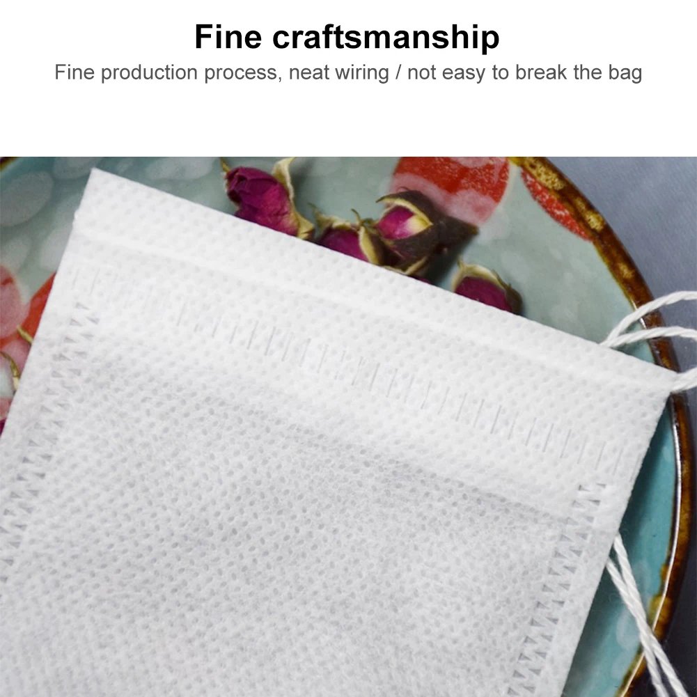 Food Grade 100Pcs Empty Non-woven Coffee Tea Bags Infuser Herb Loose Spice Filters Fabric Teabags Heat Seal With String Pepper