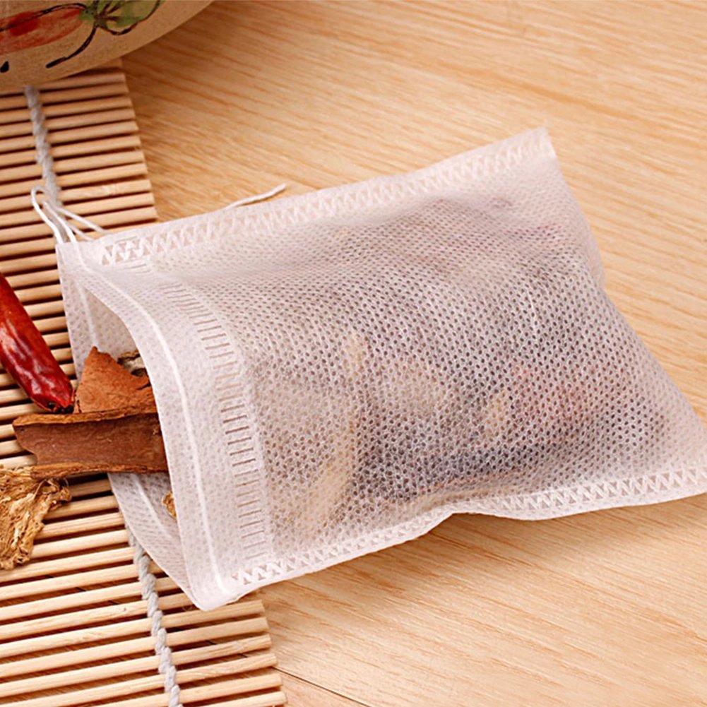 Food Grade 100Pcs Empty Non-woven Coffee Tea Bags Infuser Herb Loose Spice Filters Fabric Teabags Heat Seal With String Pepper