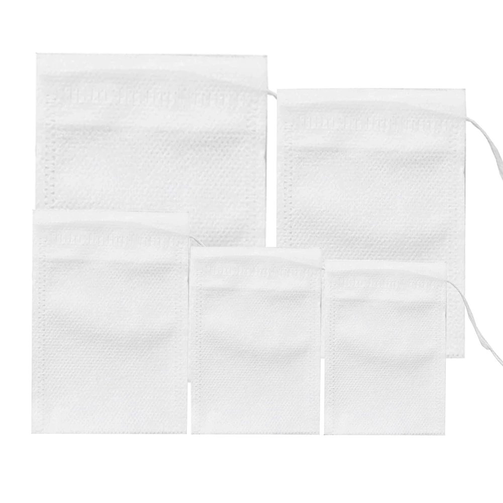 Food Grade 100Pcs Empty Non-woven Coffee Tea Bags Infuser Herb Loose Spice Filters Fabric Teabags Heat Seal With String Pepper