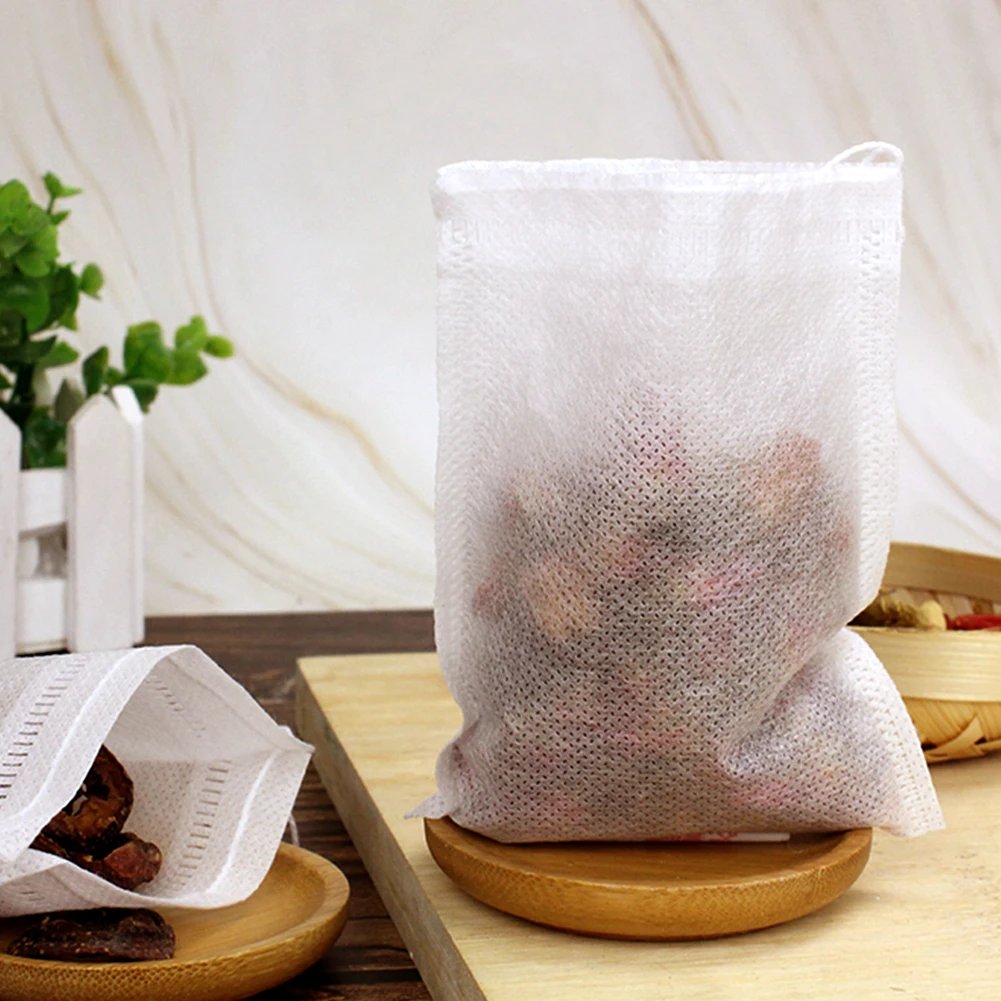 Food Grade 100Pcs Empty Non-woven Coffee Tea Bags Infuser Herb Loose Spice Filters Fabric Teabags Heat Seal With String Pepper