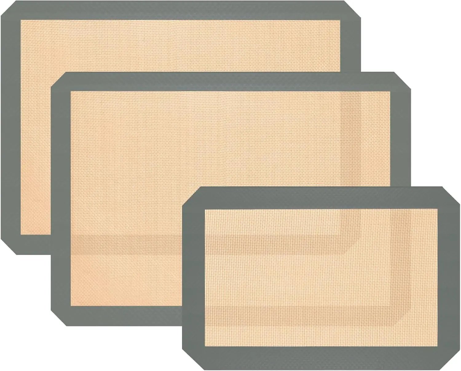 3-Pack Reusable Non-Stick Silicone Baking Mats, Food Safe, for Cookies, Macaroons, Bread