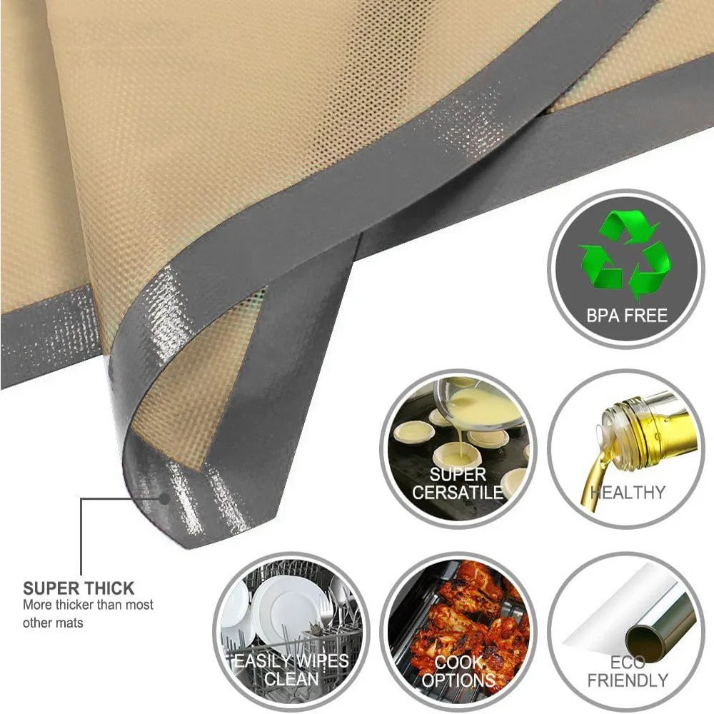 Rectangular silicone, non-stick reusable, food safe baking mats, 2-pack, 16.5 Rectangular silicone, non-stick reusable, food safe baking mats, 2-pack, 16.5