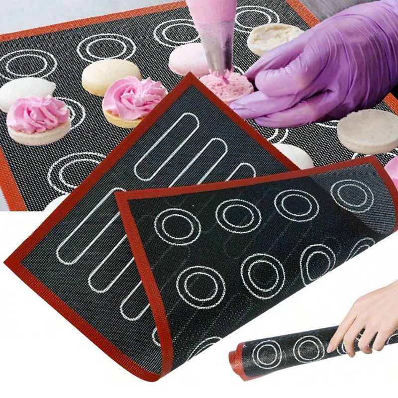 Silicone Macaron Baking Mat Non Stick Fondant Cookie Pad Oven Bakeware Sheets Liner Cakes Pastry Tools Rolling Dough Mats