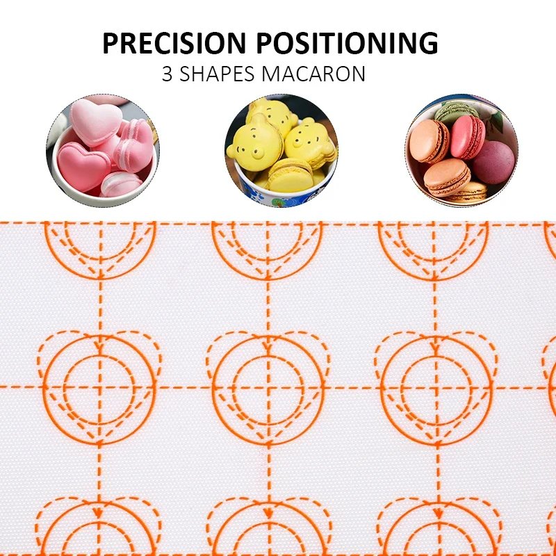 Silicone Macaron Baking Mat Non Stick Fondant Cookie Pad Oven Bakeware Sheets Liner Cakes Pastry Tools Rolling Dough Mats