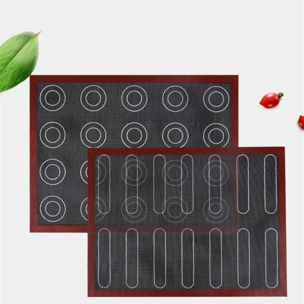 Silicone 30x40cm Two Sided In One Printing Macaroon Puff Baking Mat Non Stick Pastry Oven Cake Perforated Sheet Liner Mat