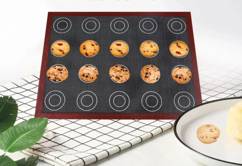 Silicone 30x40cm Two Sided In One Printing Macaroon Puff Baking Mat Non Stick Pastry Oven Cake Perforated Sheet Liner Mat
