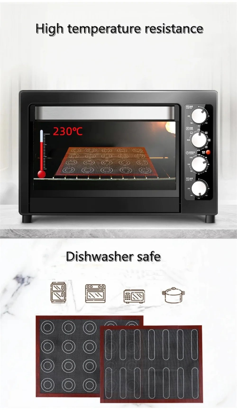 Silicone 30x40cm Two Sided In One Printing Macaroon Puff Baking Mat Non Stick Pastry Oven Cake Perforated Sheet Liner Mat