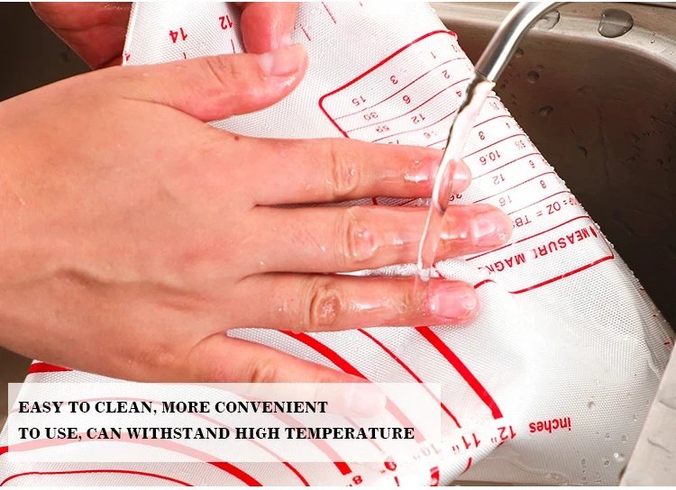 Silicone Pastry Mat Extra Thick Non Stick Baking Mat with Measurement Kitchen Fondant Dough Rolling Mat