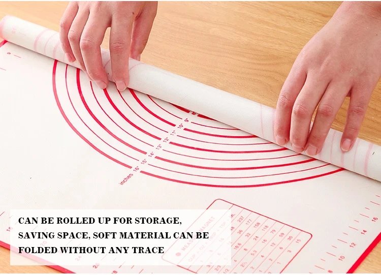 Silicone Pastry Mat Extra Thick Non Stick Baking Mat with Measurement Kitchen Fondant Dough Rolling Mat