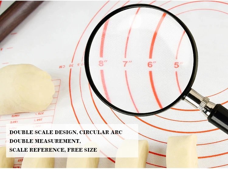 Silicone Pastry Mat Extra Thick Non Stick Baking Mat with Measurement Kitchen Fondant Dough Rolling Mat