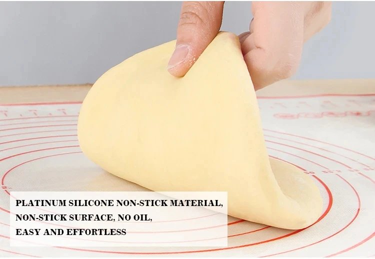 Silicone Pastry Mat Extra Thick Non Stick Baking Mat with Measurement Kitchen Fondant Dough Rolling Mat