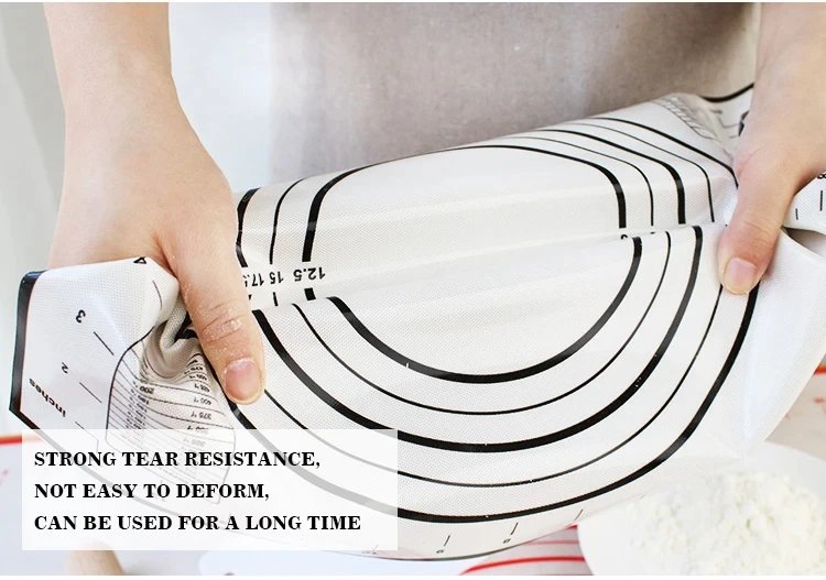 Silicone Pastry Mat Extra Thick Non Stick Baking Mat with Measurement Kitchen Fondant Dough Rolling Mat