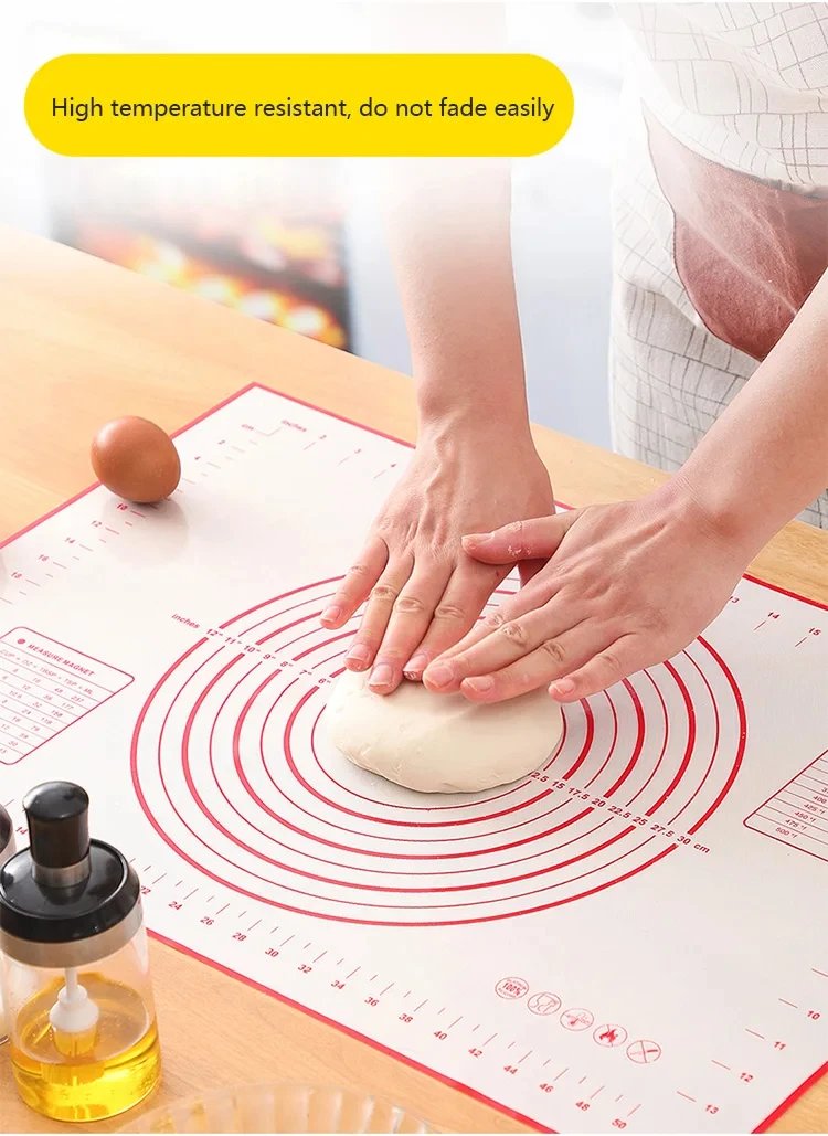 Silicone Pastry Mat Extra Thick Non Stick Baking Mat with Measurement Kitchen Fondant Dough Rolling Mat