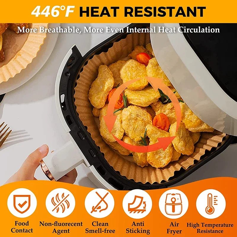 1/100PCS Air Fryer Disposable Paper Square Round Baking Paper Barbecue Plate NonStick Mat Kitchen Oven Oil Absorbing Paper Tool 1/100PCS Air Fryer Disposable Paper Square Round Baking Paper Barbecue Plate NonStick Mat Kitchen Oven Oil Absorbing Paper Tool
